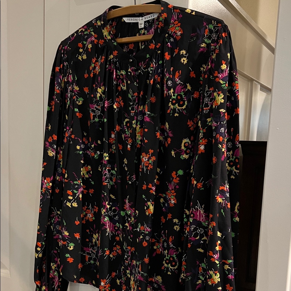 Veronica Beard Black Floral Blouse